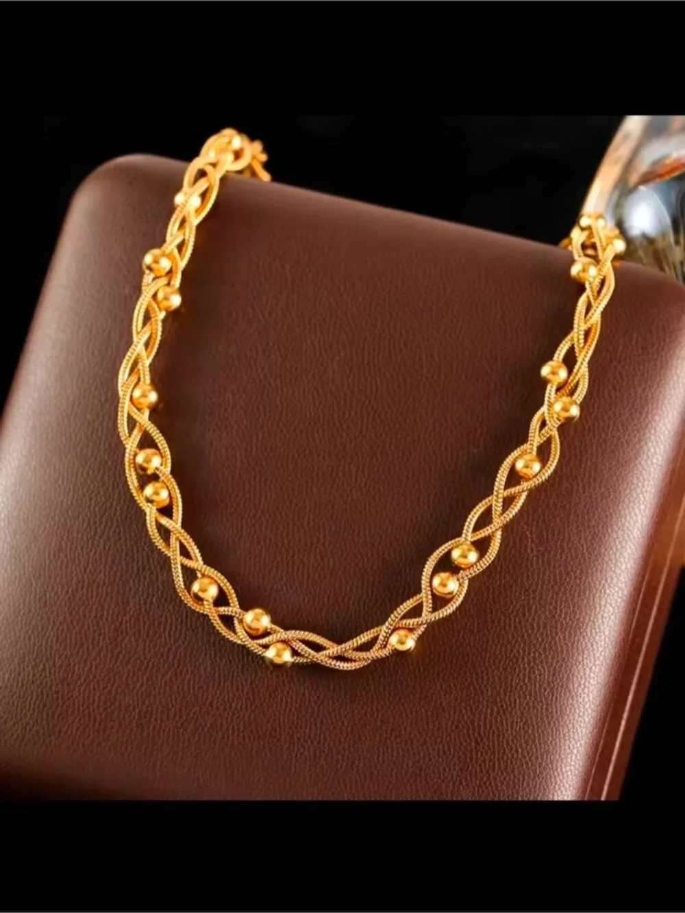Gold-Tone Braided Bead Necklace